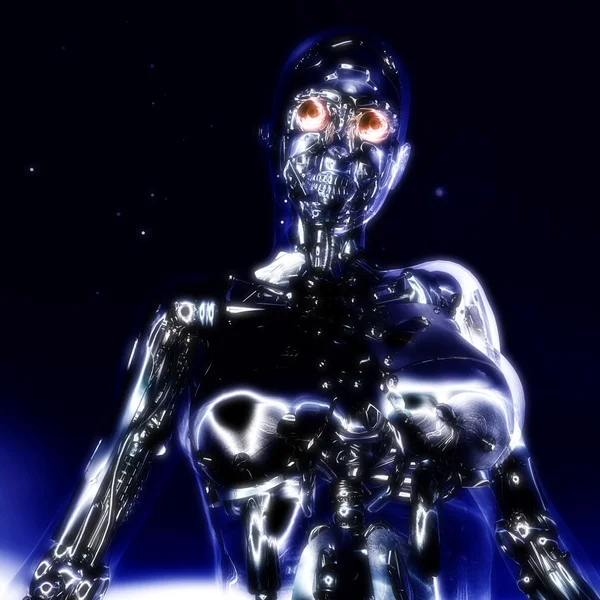 Ilustración 3D; Representación 3D de un Cyborg — Foto de Stock