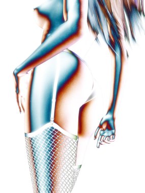 3D Resim, 3d render bir kadın bedeninin