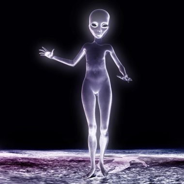 3D çizim; bir uzaylı 3D render