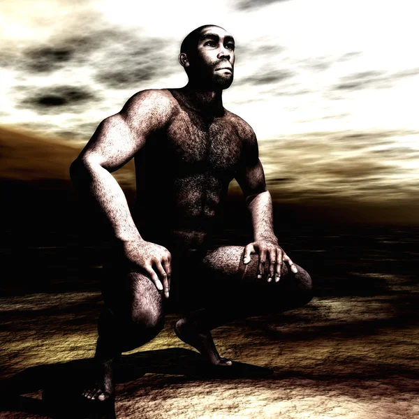 bir Homo Erectus 3D çizimi