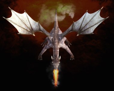 3D çizim; bir ejderha 3D render