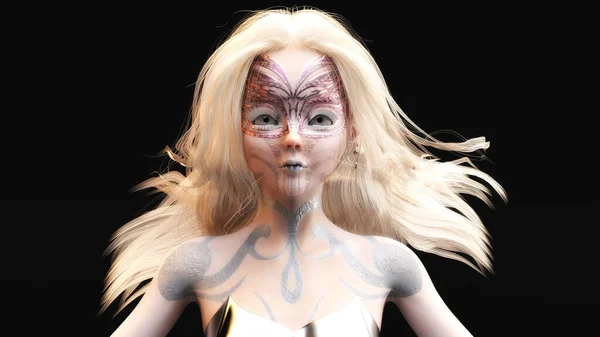 女性の幻想的な顔の3Dイラスト — ストック写真