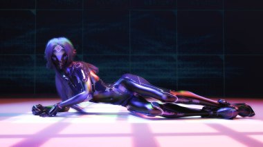 Bir bilim kurgu kadınının sanatsal üç boyutlu çizimi