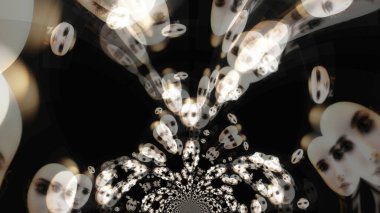 Kadın yüzlerinin sanatsal 3 boyutlu çizimi