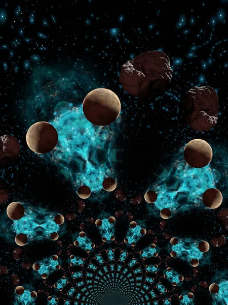 宇宙シーンの芸術的な3Dイラスト — ストック写真