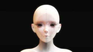 Artistic 3D Illustration of a Female Face
