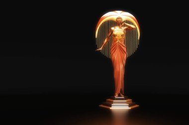 Bir Heykelin Sanatsal 3D İllüstrasyonu