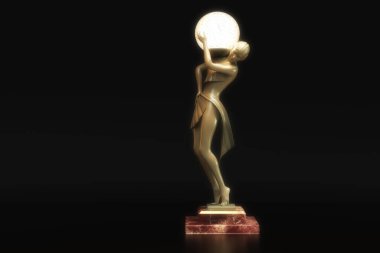 Bir Heykelin Sanatsal 3D İllüstrasyonu