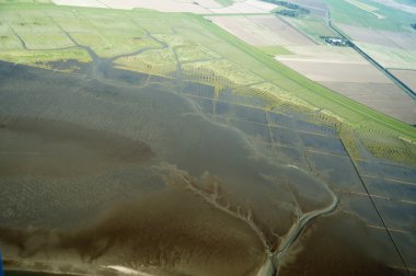 havadan görünümden Almanya'nın kuzeyinde schleswig-holstein wadden Denizi Ulusal Parkı