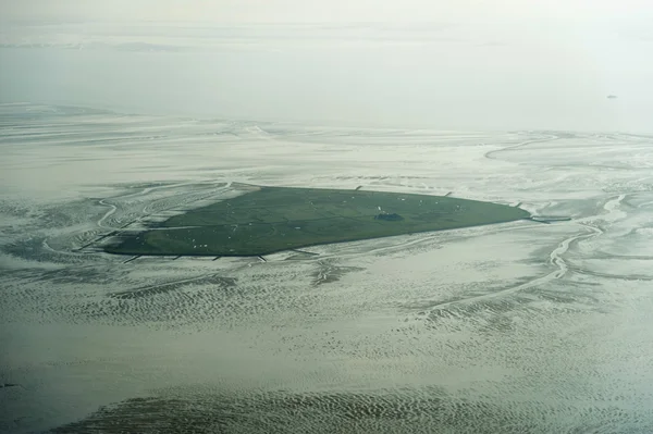 Vista aérea do Parque Nacional do Mar de Schleswig-Holstein Wadden — Fotografia de Stock