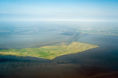 Aerial view from the Schleswig-Holstein Wadden Sea National Park in Germany clipart