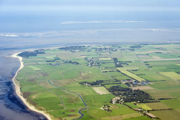 A légi felvétel a a schleswig-holstein wadden sea nemzeti park — Stock Fotó