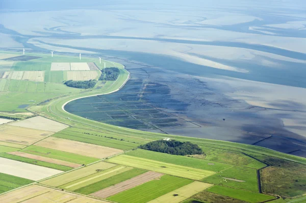 Vista aérea desde el Parque Nacional del Mar de Wadden Schleswig-Holstein —  Fotos de Stock
