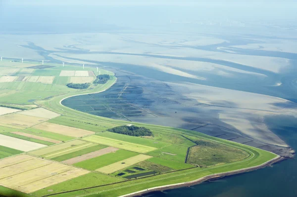 A légi felvétel a a schleswig-holstein wadden sea nemzeti park — Stock Fotó