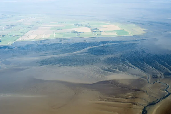 Luftaufnahme aus dem Nationalpark schleswig-holsteinisches Wattenmeer — Stockfoto