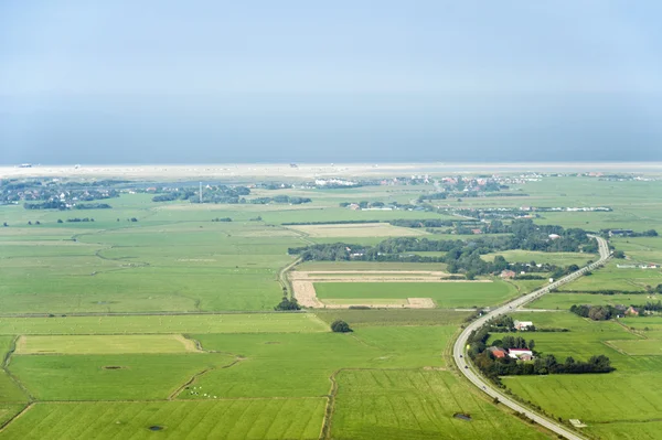 Vista aerea dal Parco Nazionale del Mare di Wadden dello Schleswig-Holstein — Foto Stock