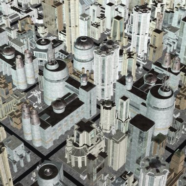 Digital Illustration of a futuristic City clipart
