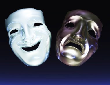 Digital Illustration of Theater Masks clipart