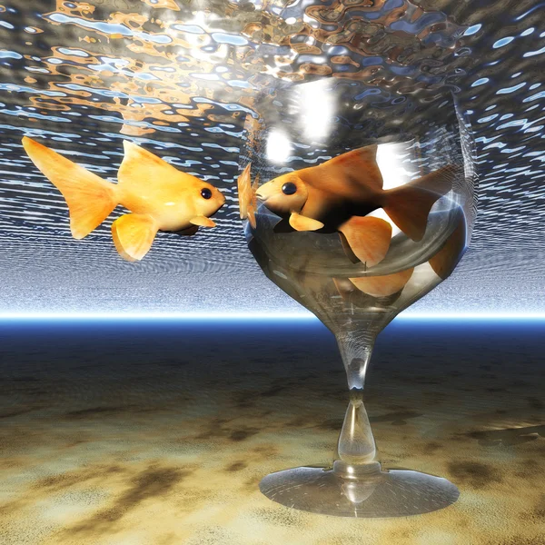 Ilustración digital de un vaso de Goldfish — Foto de Stock