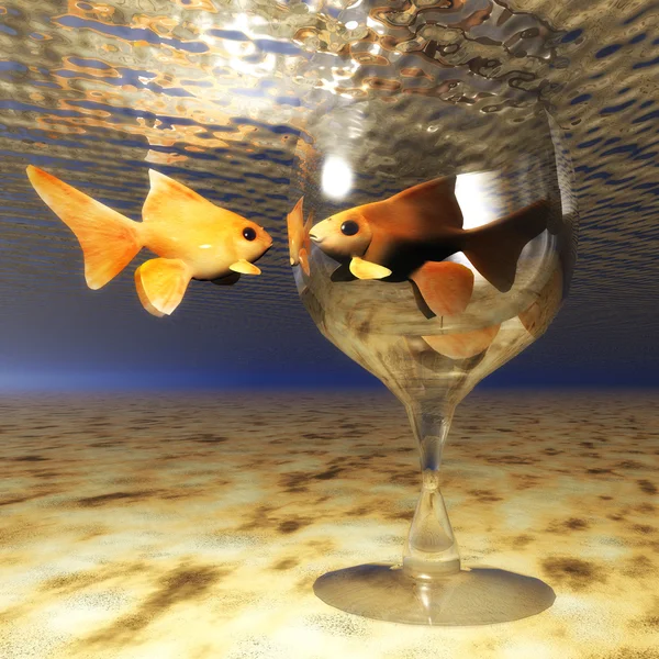 Digital Illustration of a Goldfish Glass — Stock Photo, Image