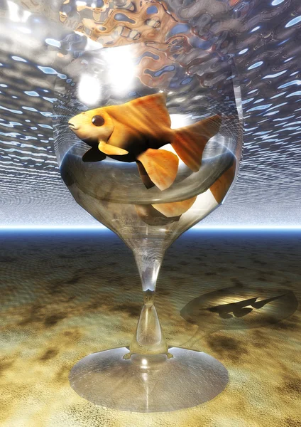 Ilustración digital de un vaso de Goldfish — Foto de Stock