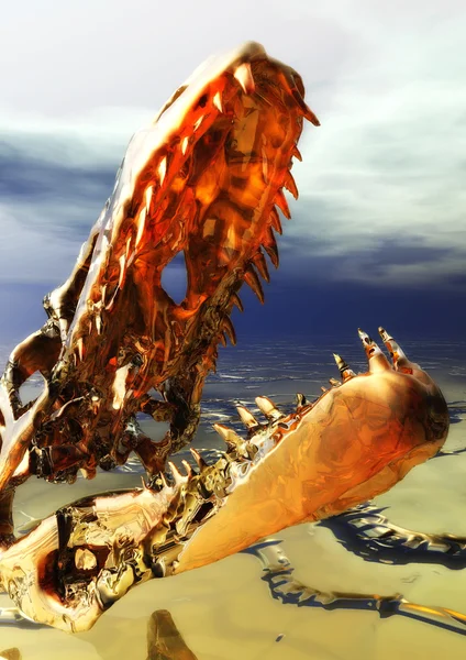 Bir dinozor iskeletin dijital illüstrasyon — Stok fotoğraf