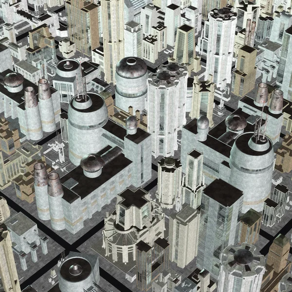 Digitální ilustrace futuristického města — Stock fotografie
