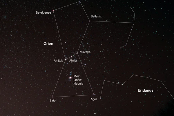 Starfield cu Nebuloasa Orion și Orion — Fotografie, imagine de stoc