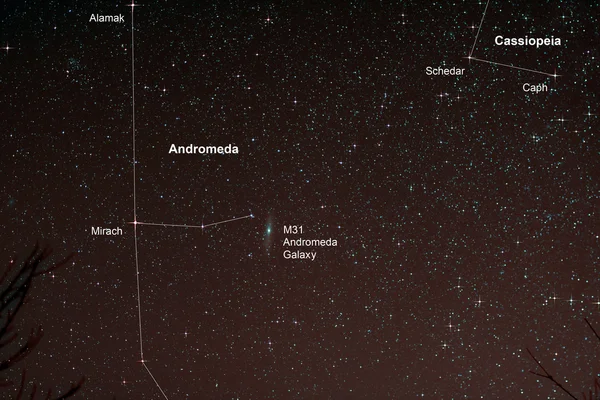 Starfield cu Andromeda Galaxy — Fotografie, imagine de stoc