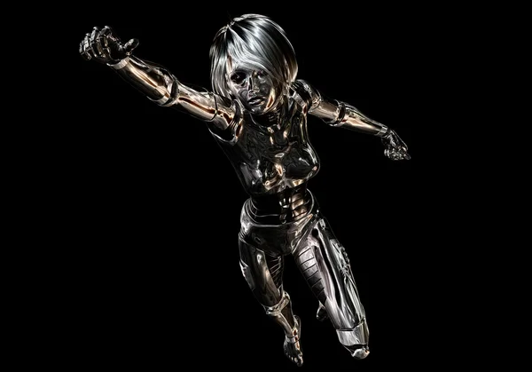 Illustrazione digitale 3D di un Cyborg femminile — Foto Stock