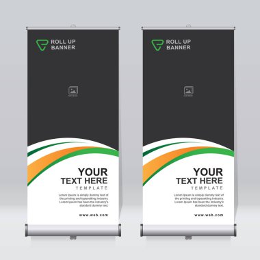 Pankart tasarımı şablonu, dikey, kurumsal arkaplan, tasarımı kaldır, modern geri çekilebilir pankart, dikdörtgen boyutu.