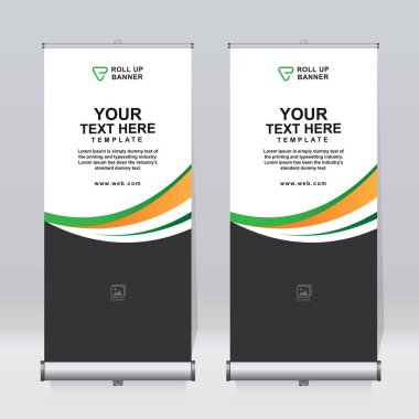 Pankart tasarımı şablonu, dikey, kurumsal arkaplan, tasarımı kaldır, modern geri çekilebilir pankart, dikdörtgen boyutu.