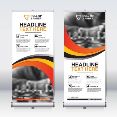 Pankart tasarımı şablonu, dikey, kurumsal arkaplan, tasarımı kaldır, modern geri çekilebilir pankart, dikdörtgen boyutu.