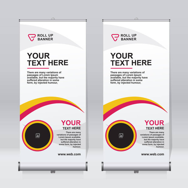 Roll up banner design template, vertical, corporate background, pull up design, modern retractable banner, rectangle size.