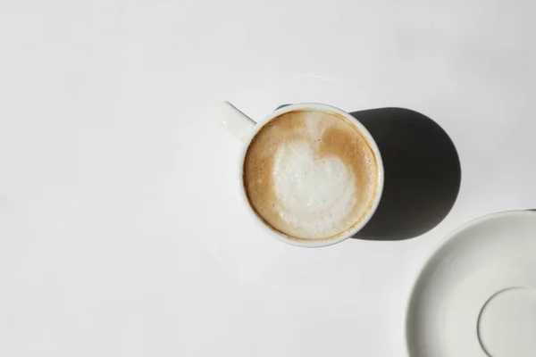 Overhead Coffee White Background Business Coffee Break — Stok Foto