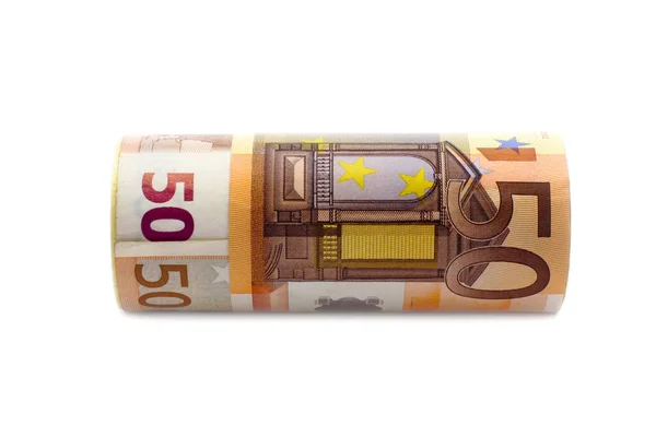 Monetary denominations advantage 50 euros on a white background — Stock Photo, Image