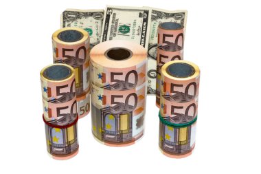 Beyaz arka plan üzerinde avantajları banknotlar