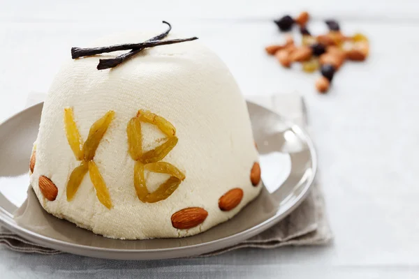 Curd Paskha, Postre tradicional ruso de Pascua — Foto de Stock