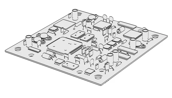 2d cartoon illustration of electronic parts — Stock Photo, Image