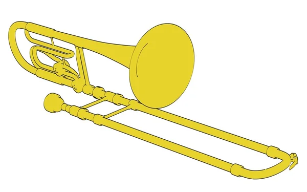 2D cartoon illustration av bas-trombone — Stockfoto