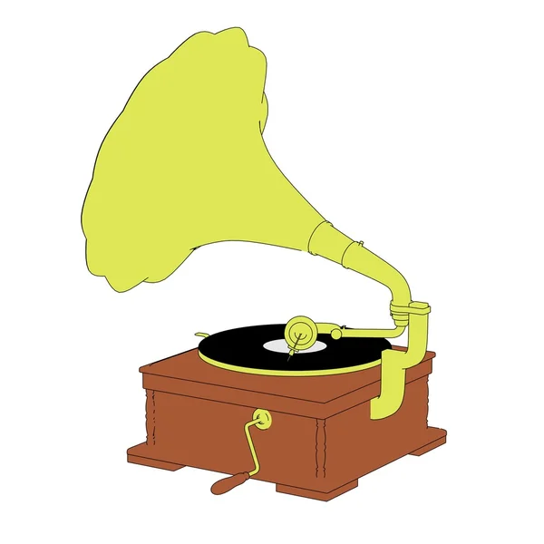 2d cartoon illustration of old gramophone — Stock Photo, Image