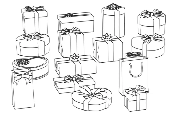 2D illustratie van de tekenfilm van geschenken set — Stockfoto
