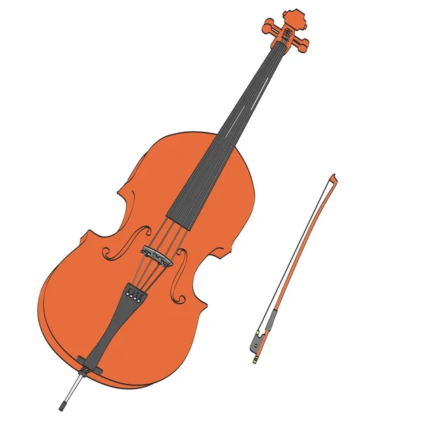 Cartoon illustration of bass musical instrument — Stock Photo, Image