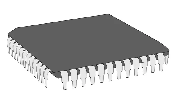 Illustrazione del fumetto 2d del chip del computer — Foto Stock