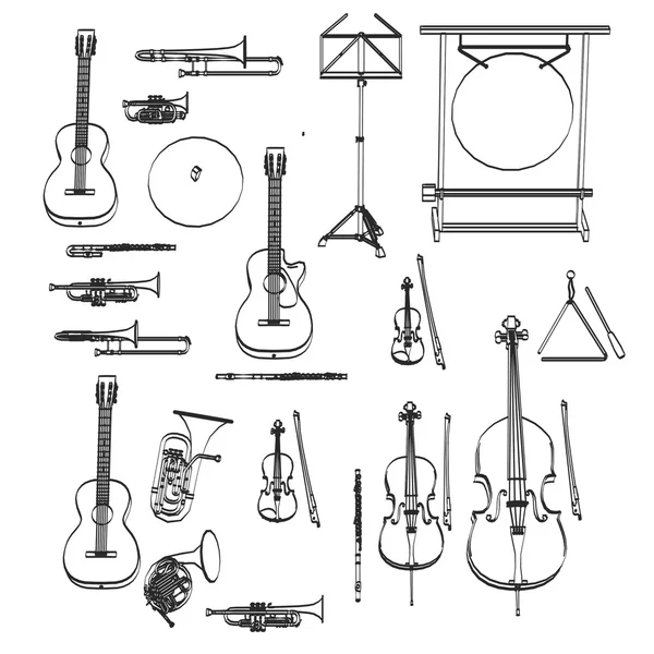 2D καρτούν εικονογράφηση μουσικών οργάνων — Φωτογραφία Αρχείου
