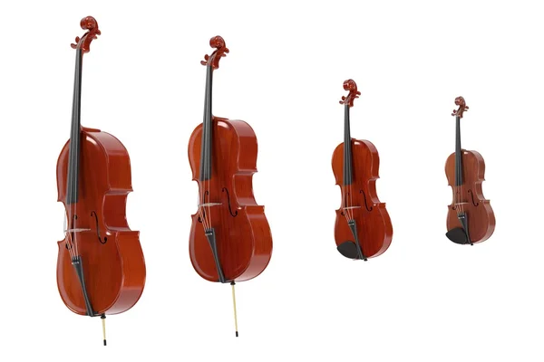 3D-weergave van muzikale strijkinstrumenten — Stockfoto