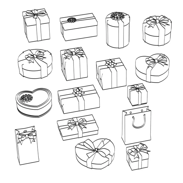 2D καρτούν εικονογράφηση σύνολο δώρα — Φωτογραφία Αρχείου