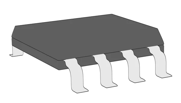 Illustrazione del fumetto 2d del chip del computer — Foto Stock