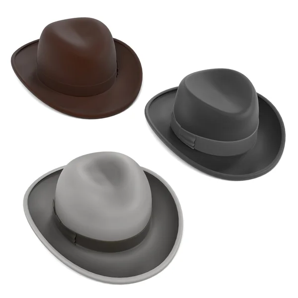 3D-Darstellung von Homburger Hüten — Stockfoto