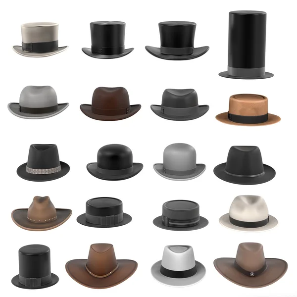 3d renderings of male hats — Stock Photo, Image